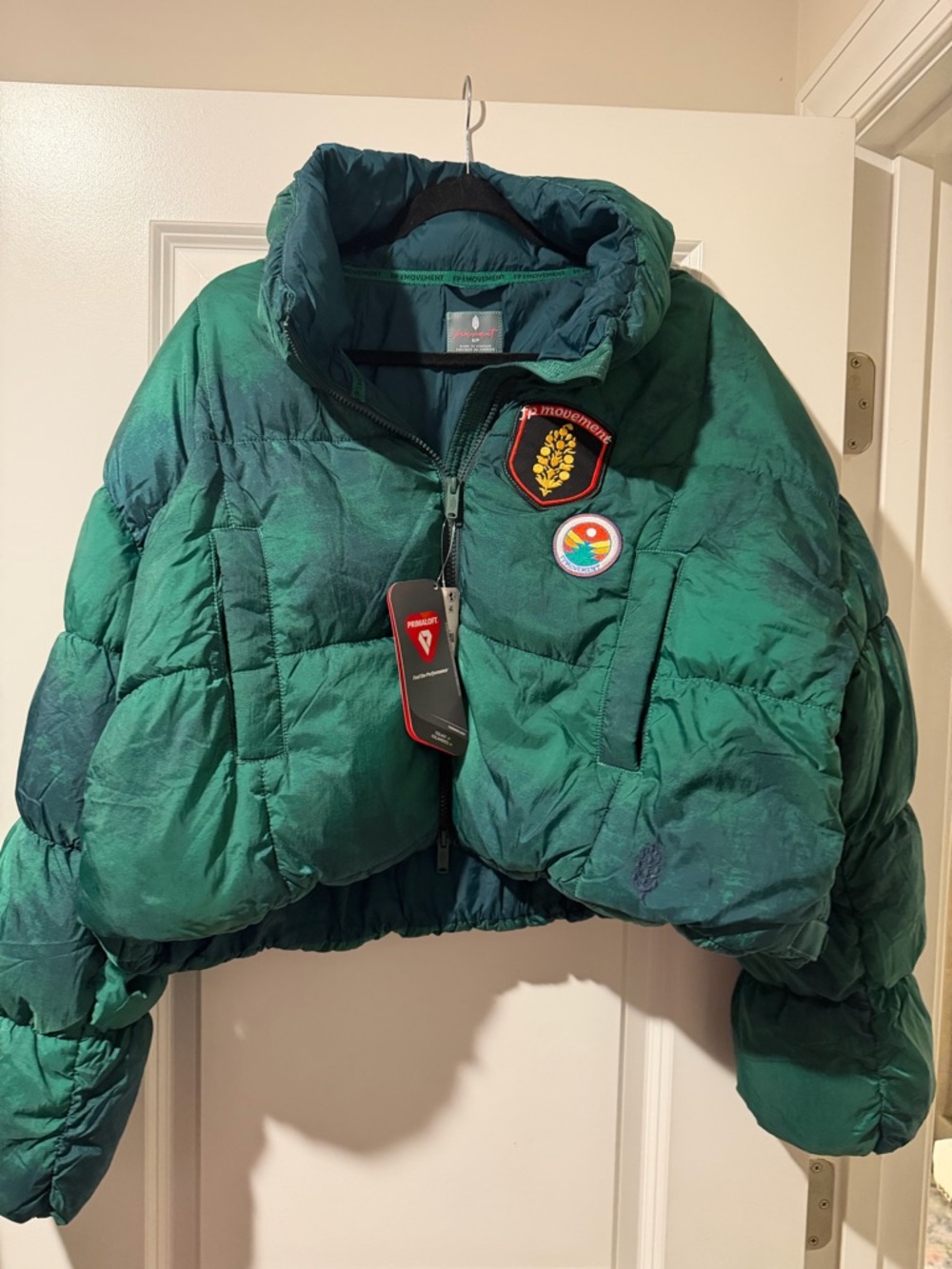 FP Movement by Free People Green Patchwork Puffer with Embroidered Patches 🔥 - Picture 4 of 7